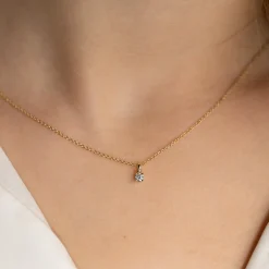 PRONG SOLITAIRE DIAMOND PENDANT - 0.1ct - YG