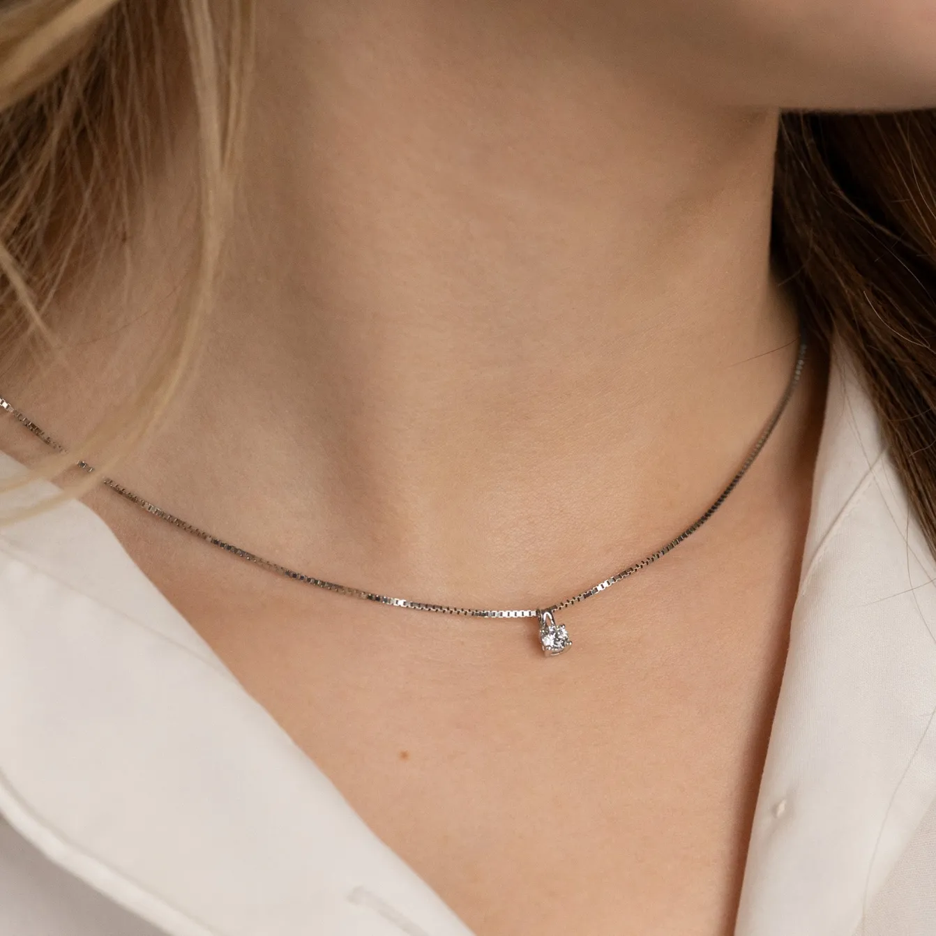 PRONG SOLITAIRE DIAMOND PENDANT - 0.25ct - WG
