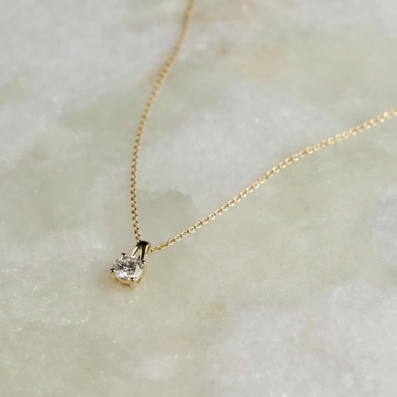 PRONG SOLITAIRE DIAMOND PENDANT - 0.5ct - YG