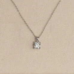 PRONG SOLITAIRE DIAMOND PENDANT - 0.5ct - WG