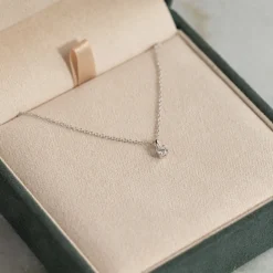 PRONG SOLITAIRE DIAMOND PENDANT - 0.1ct - WG