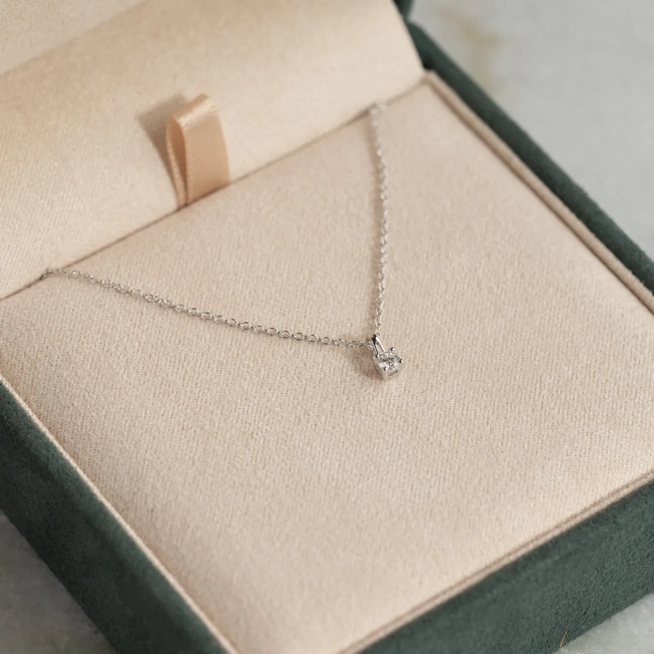 PRONG SOLITAIRE DIAMOND PENDANT - 0.1ct - WG