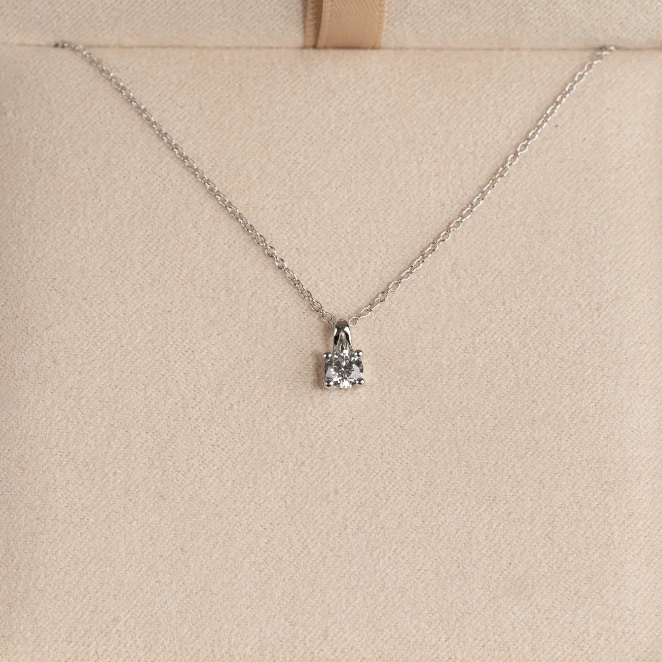 PRONG SOLITAIRE DIAMOND PENDANT - 0.25ct - WG