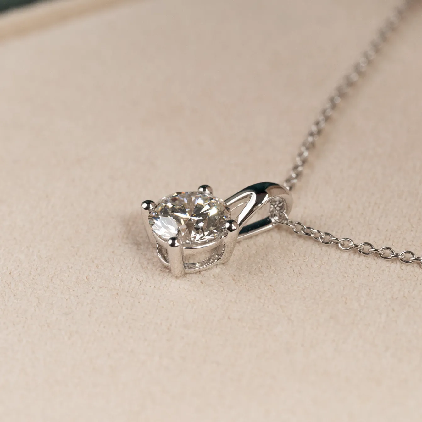 PRONG SOLITAIRE DIAMOND PENDANT - 1.0ct - WG