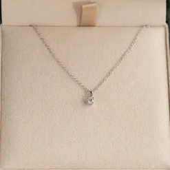 PRONG SOLITAIRE DIAMOND PENDANT - 0.1ct - WG