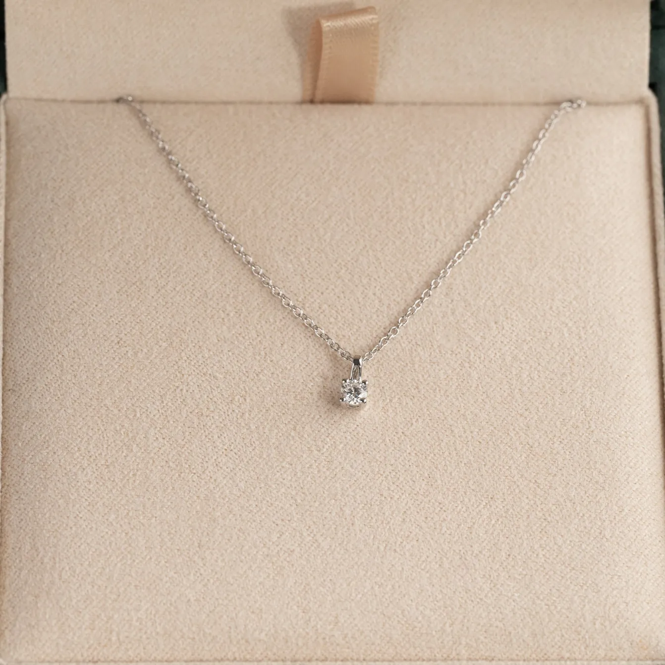 PRONG SOLITAIRE DIAMOND PENDANT - 0.1ct - WG