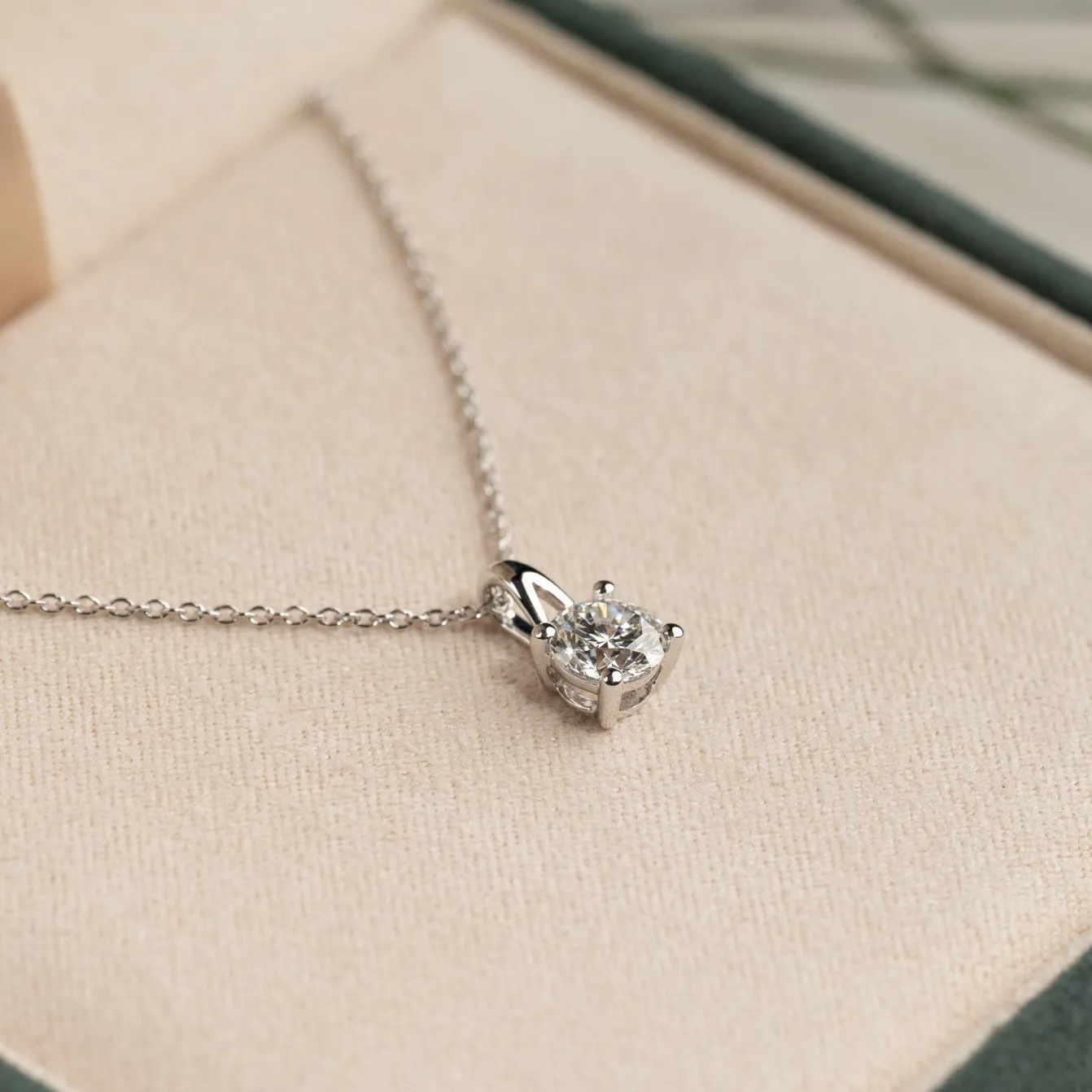 PRONG SOLITAIRE DIAMOND PENDANT - 0.75ct - WG