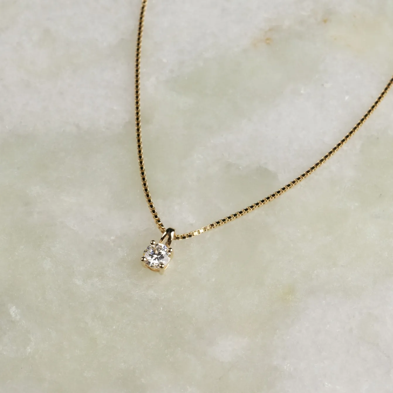 PRONG SOLITAIRE DIAMOND PENDANT - 0.5ct - YG