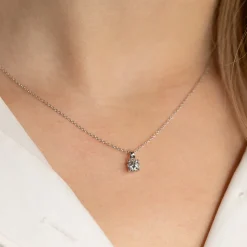 PRONG SOLITAIRE DIAMOND PENDANT - 0.5ct - WG