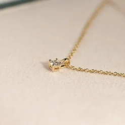 PRONG SOLITAIRE DIAMOND PENDANT - 0.1ct - YG