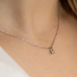 PRONG SOLITAIRE DIAMOND PENDANT - 0.1ct - WG