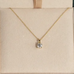 PRONG SOLITAIRE DIAMOND PENDANT - 0.5ct - YG