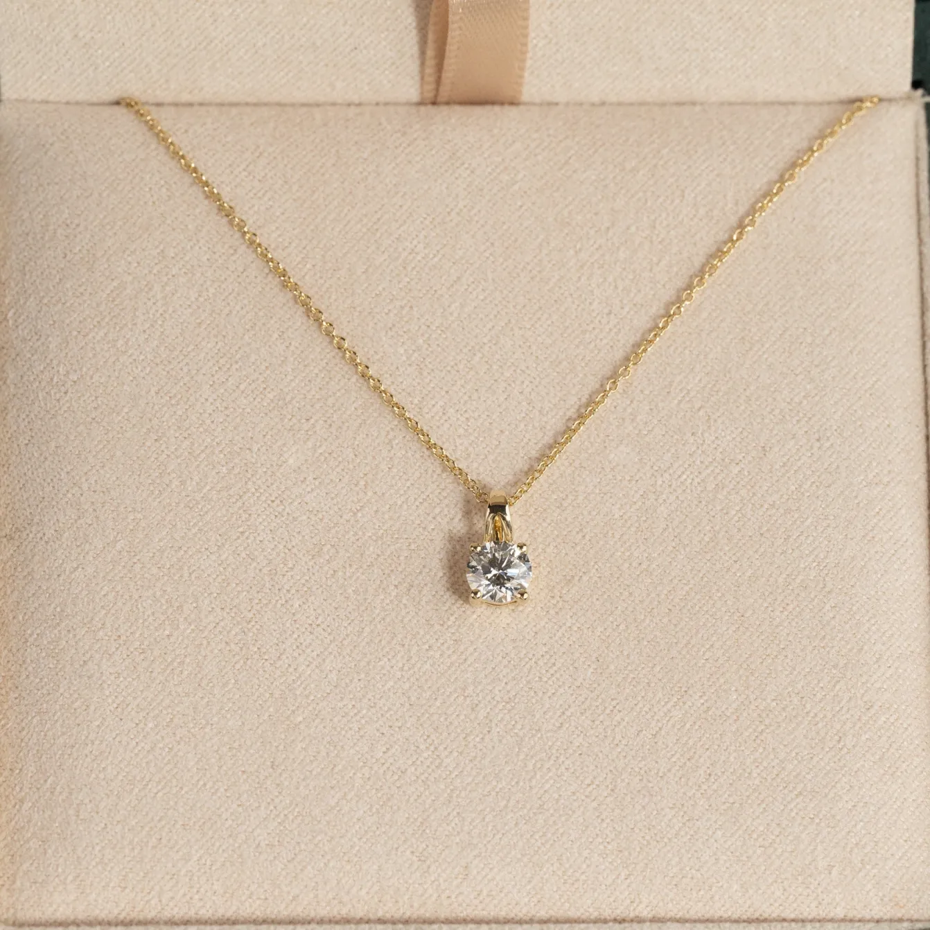PRONG SOLITAIRE DIAMOND PENDANT - 0.5ct - YG