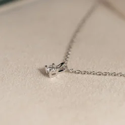 PRONG SOLITAIRE DIAMOND PENDANT - 0.1ct - WG