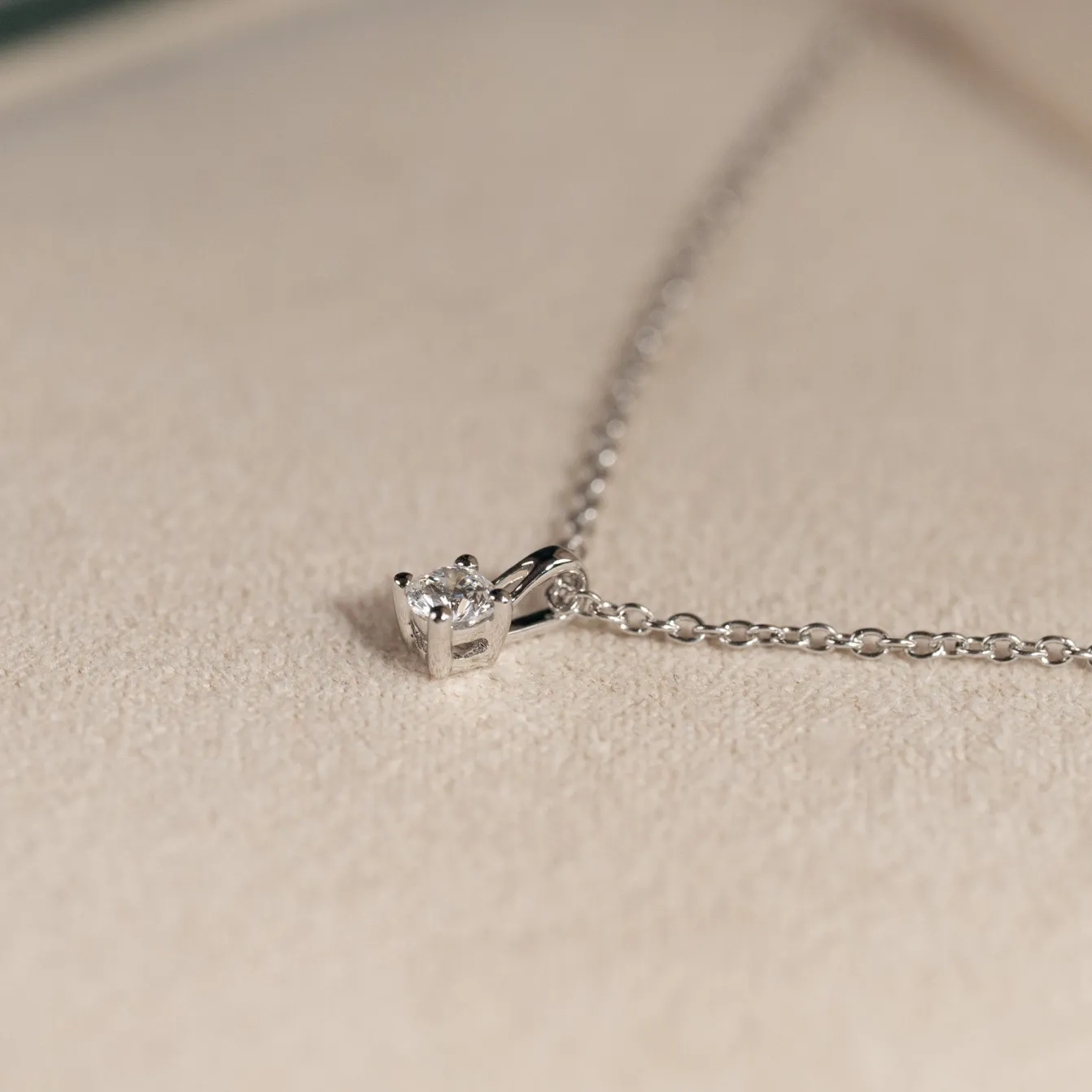 PRONG SOLITAIRE DIAMOND PENDANT - 0.1ct - WG