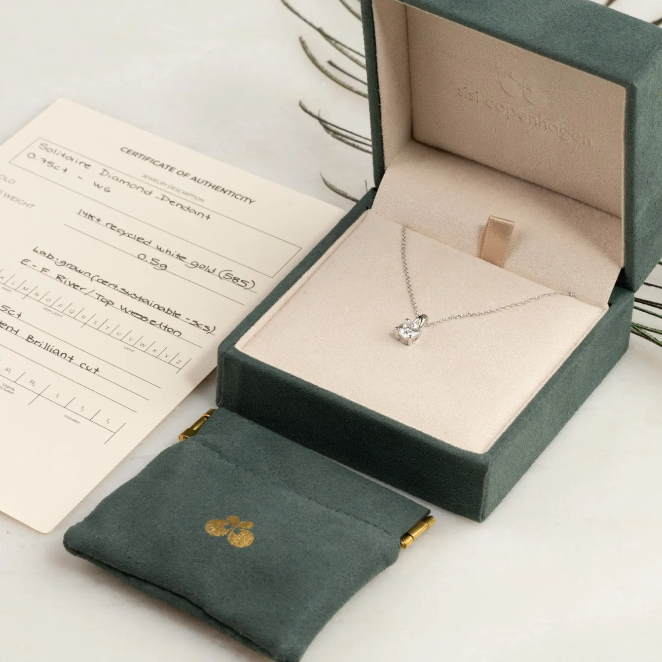 PRONG SOLITAIRE DIAMOND PENDANT - 0.75ct - WG