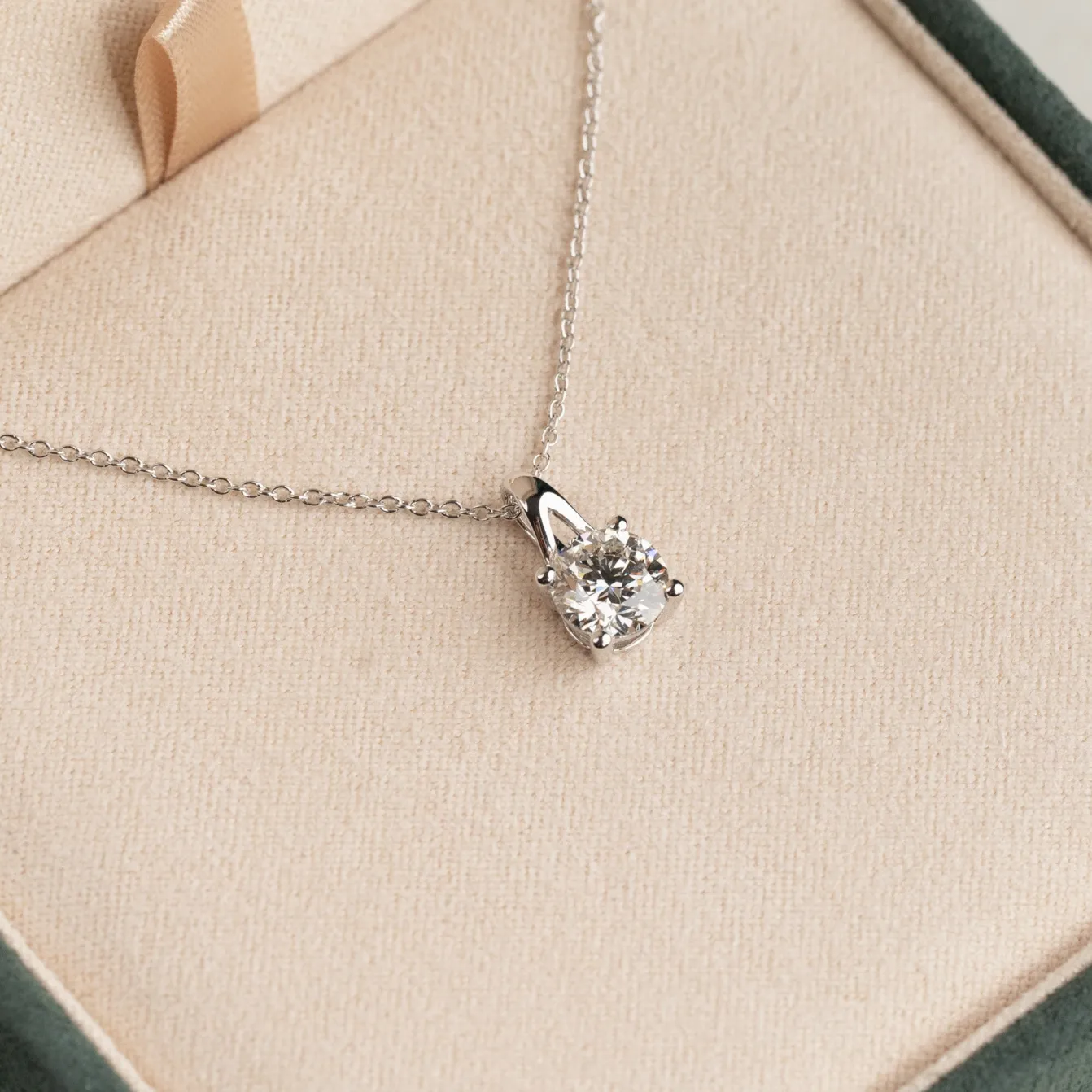 PRONG SOLITAIRE DIAMOND PENDANT - 1.0ct - WG