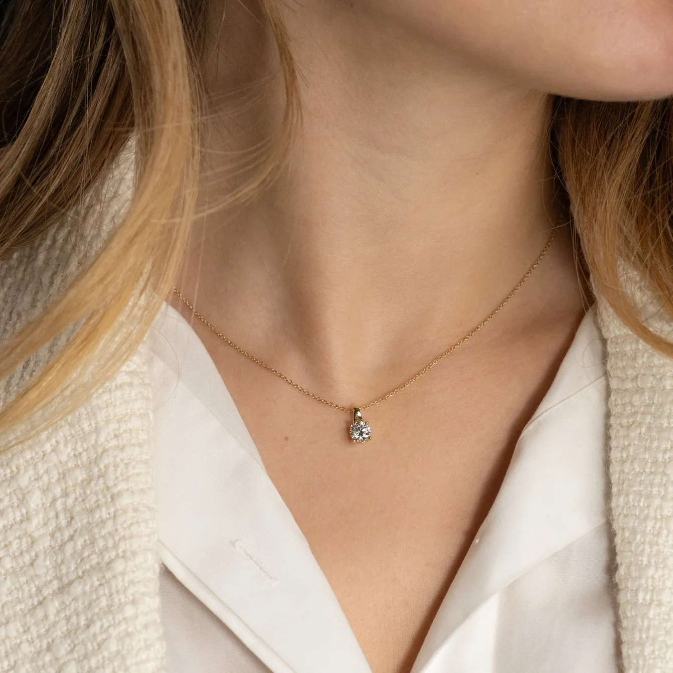 PRONG SOLITAIRE DIAMOND PENDANT - 0.75ct - YG