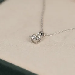 PRONG SOLITAIRE DIAMOND PENDANT - 0.5ct - WG