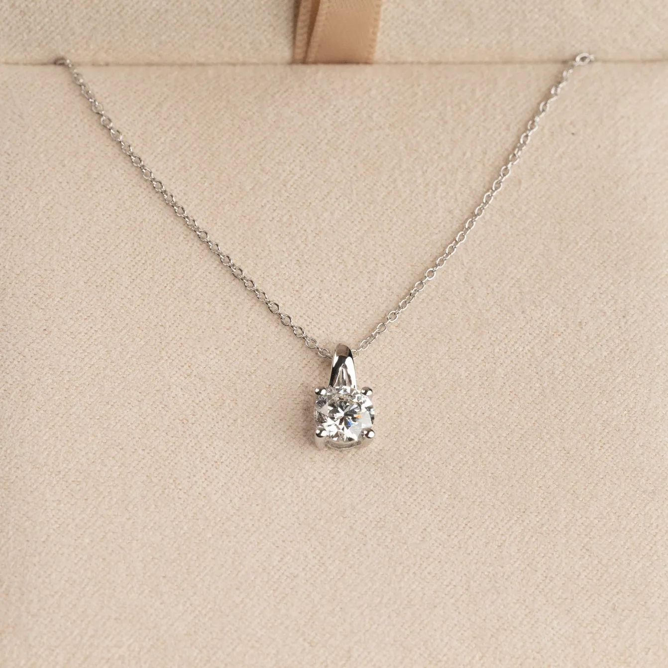 PRONG SOLITAIRE DIAMOND PENDANT - 0.75ct - WG