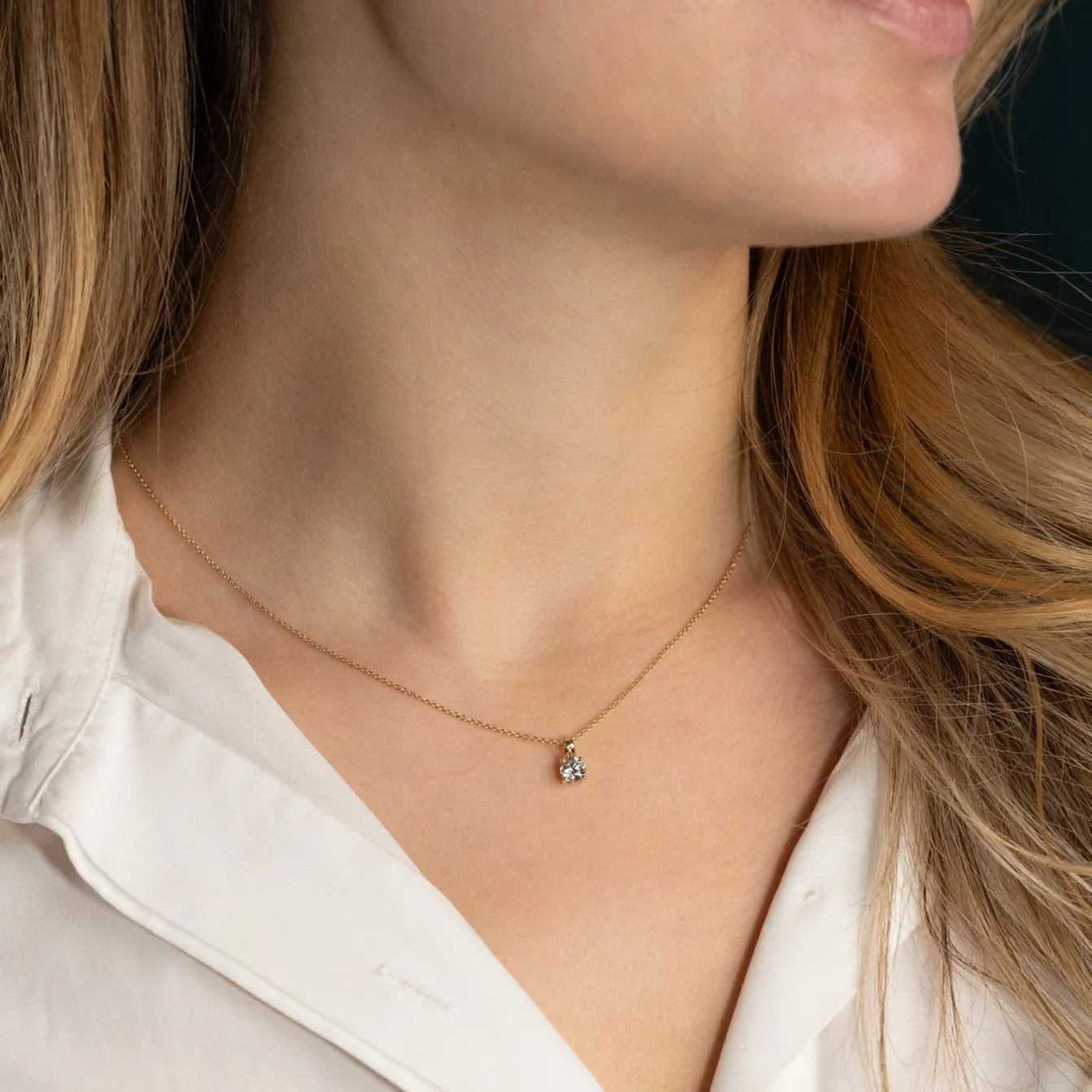 PRONG SOLITAIRE DIAMOND PENDANT - 0.5ct - YG