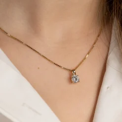 PRONG SOLITAIRE DIAMOND PENDANT - 1.0ct - YG