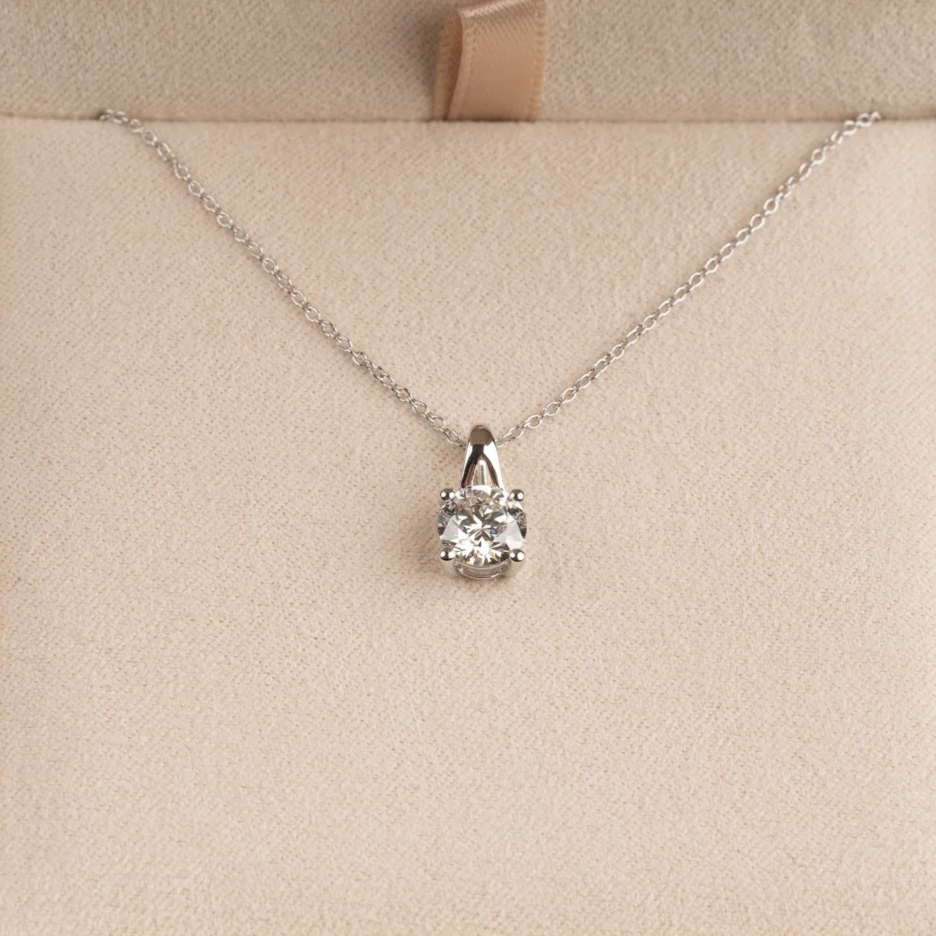 PRONG SOLITAIRE DIAMOND PENDANT - 1.0ct - WG