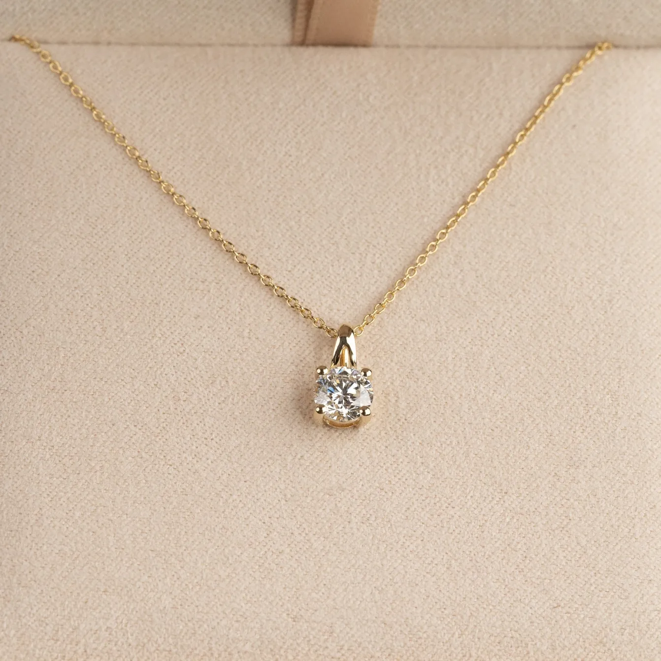 PRONG SOLITAIRE DIAMOND PENDANT - 0.75ct - YG