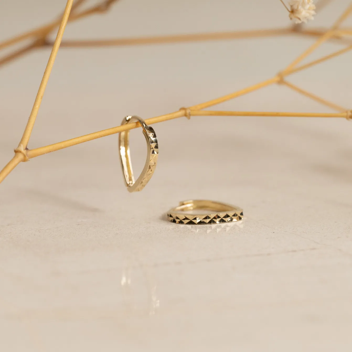 RAMONA SOLID GOLD HUGGIE EARRING