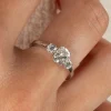RECTANGULAR CUSHION-CUT THREE-STONE DIAMOND RING - 1.15ct - WG