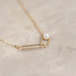 RIVA PEARL SOLID GOLD NECKLACE