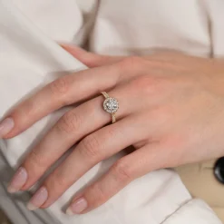 ROUND HALO ALLIANCE DIAMOND RING - 1.2ct - YG