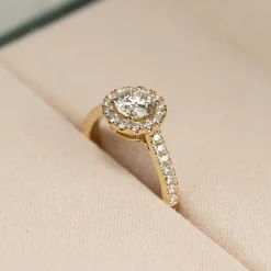 ROUND HALO ALLIANCE DIAMOND RING - 1.2ct - YG