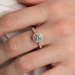 ROUND HALO ALLIANCE DIAMOND RING - 1.2ct - YG
