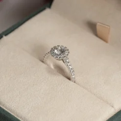 ROUND HALO ALLIANCE DIAMOND RING - 0.85ct - WG