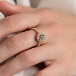 ROUND HALO ALLIANCE DIAMOND RING - 1.2ct - YG