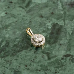 ROUND HALO DIAMOND PENDANT - 0.5ct - YG
