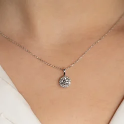 ROUND HALO DIAMOND PENDANT - 0.66ct - WG