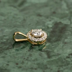 ROUND HALO DIAMOND PENDANT - 0.5ct - YG