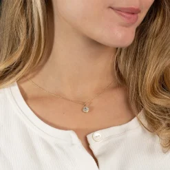 ROUND HALO DIAMOND PENDANT - 0.66ct - YG
