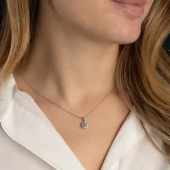 ROUND HALO DIAMOND PENDANT - 0.66ct - WG
