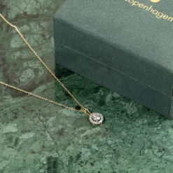 ROUND HALO DIAMOND PENDANT - 0.5ct - YG