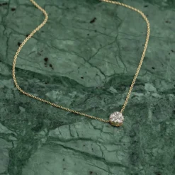 ROUND PAVE DIAMOND PENDANT - 0.2ct - YG