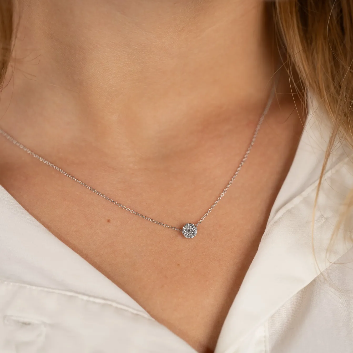 ROUND PAVE DIAMOND PENDANT - 0.2ct - WG
