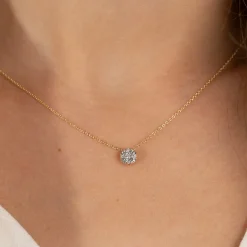 ROUND PAVE DIAMOND PENDANT - 0.2ct - YG