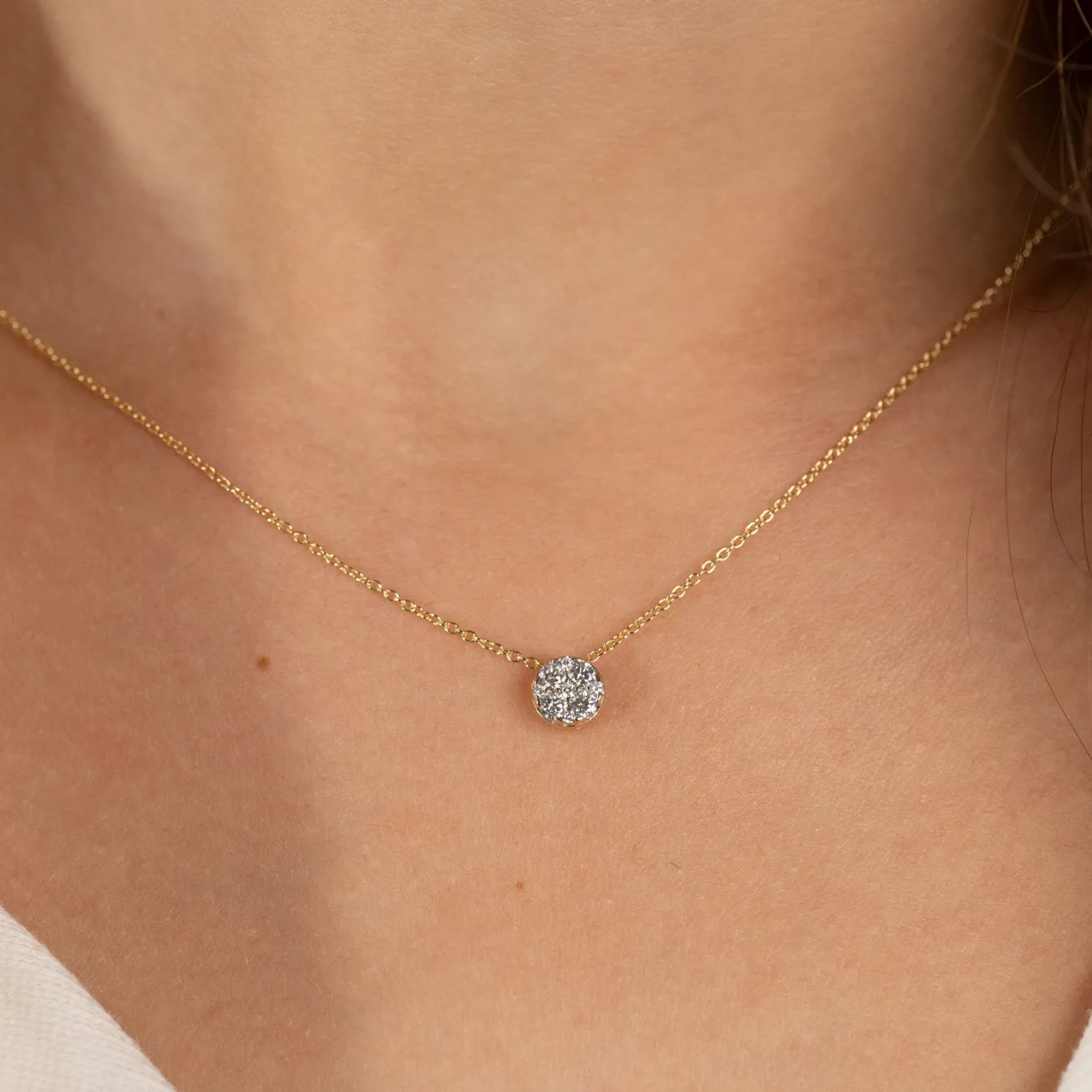 ROUND PAVE DIAMOND PENDANT - 0.2ct - YG