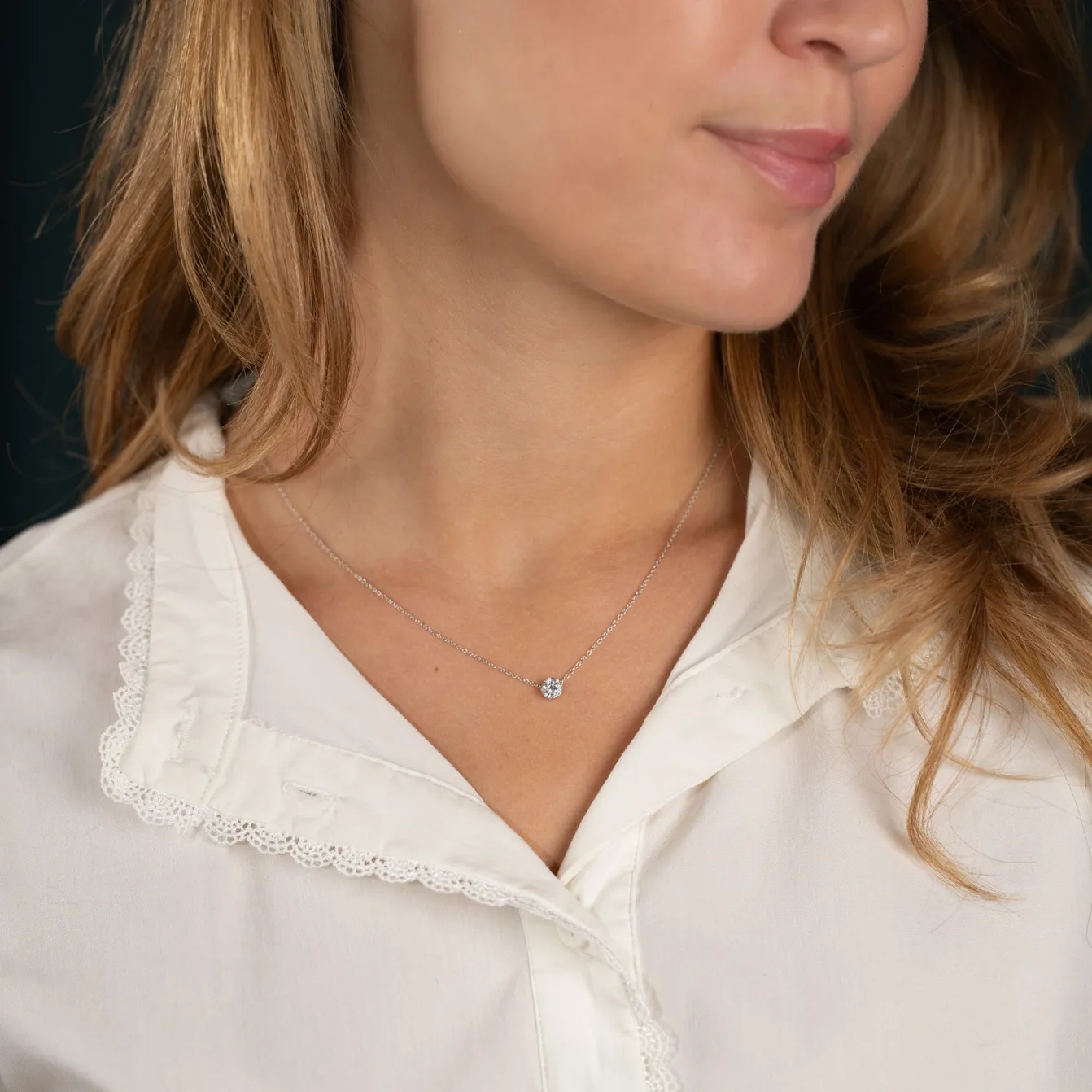 ROUND PAVE DIAMOND PENDANT - 0.2ct - WG