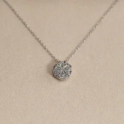ROUND PAVE DIAMOND PENDANT - 0.45ct - WG