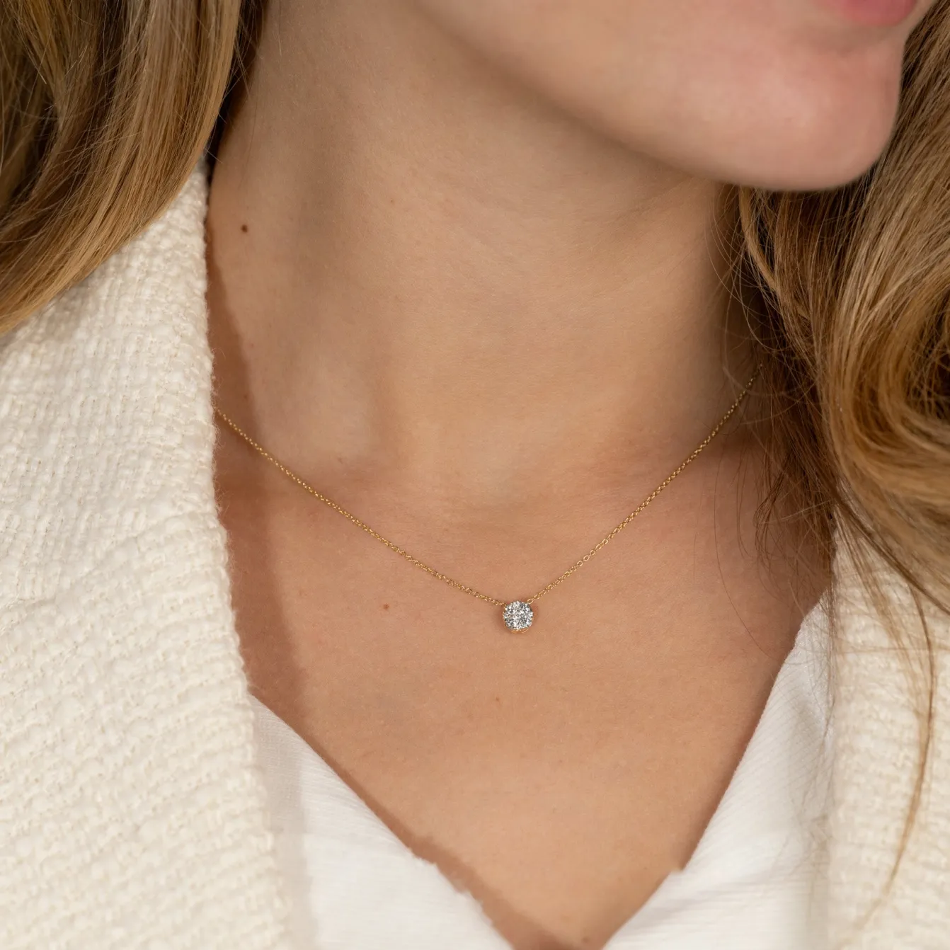 ROUND PAVE DIAMOND PENDANT - 0.2ct - YG