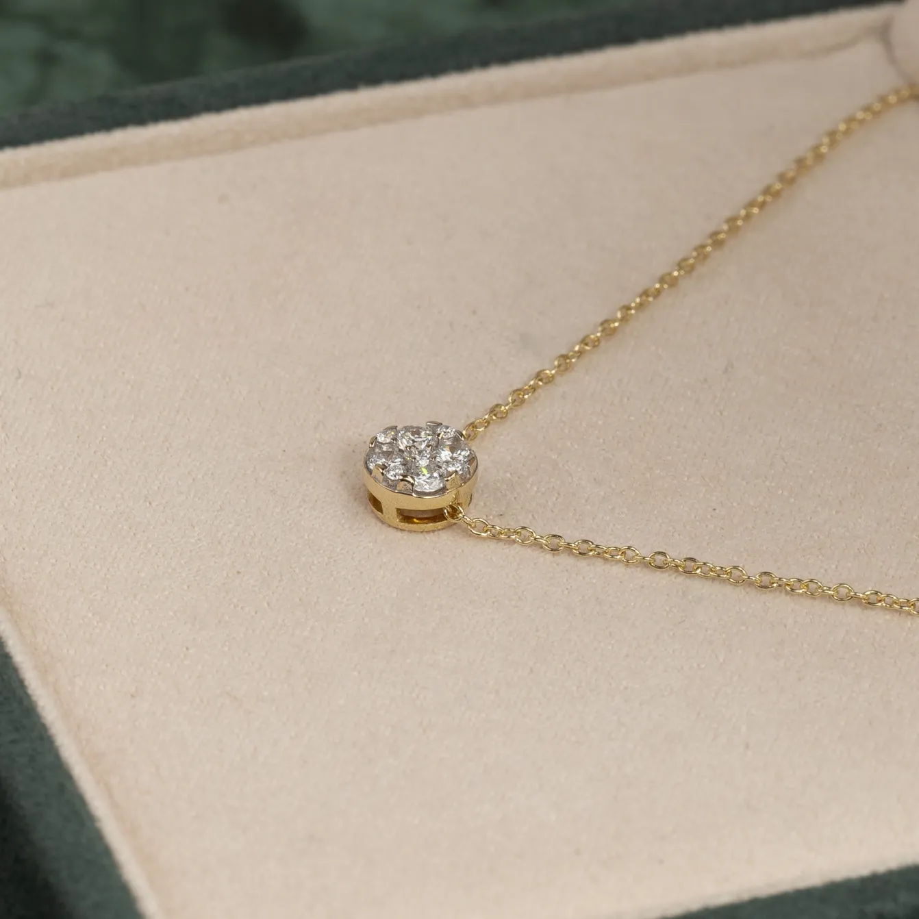ROUND PAVE DIAMOND PENDANT - 0.2ct - YG